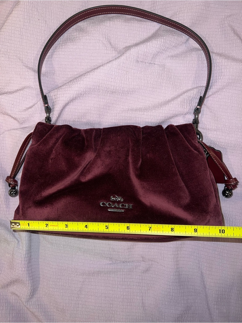Coach Velvet Shoulder Bag in Deep Wine - Picture 9 of 11